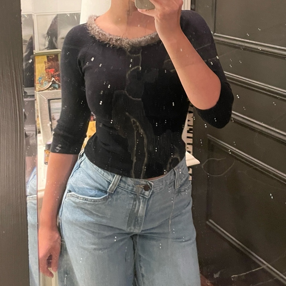 SOLD Vintage Guess 90s Rabbit Fur Top - Picture 3 of 3